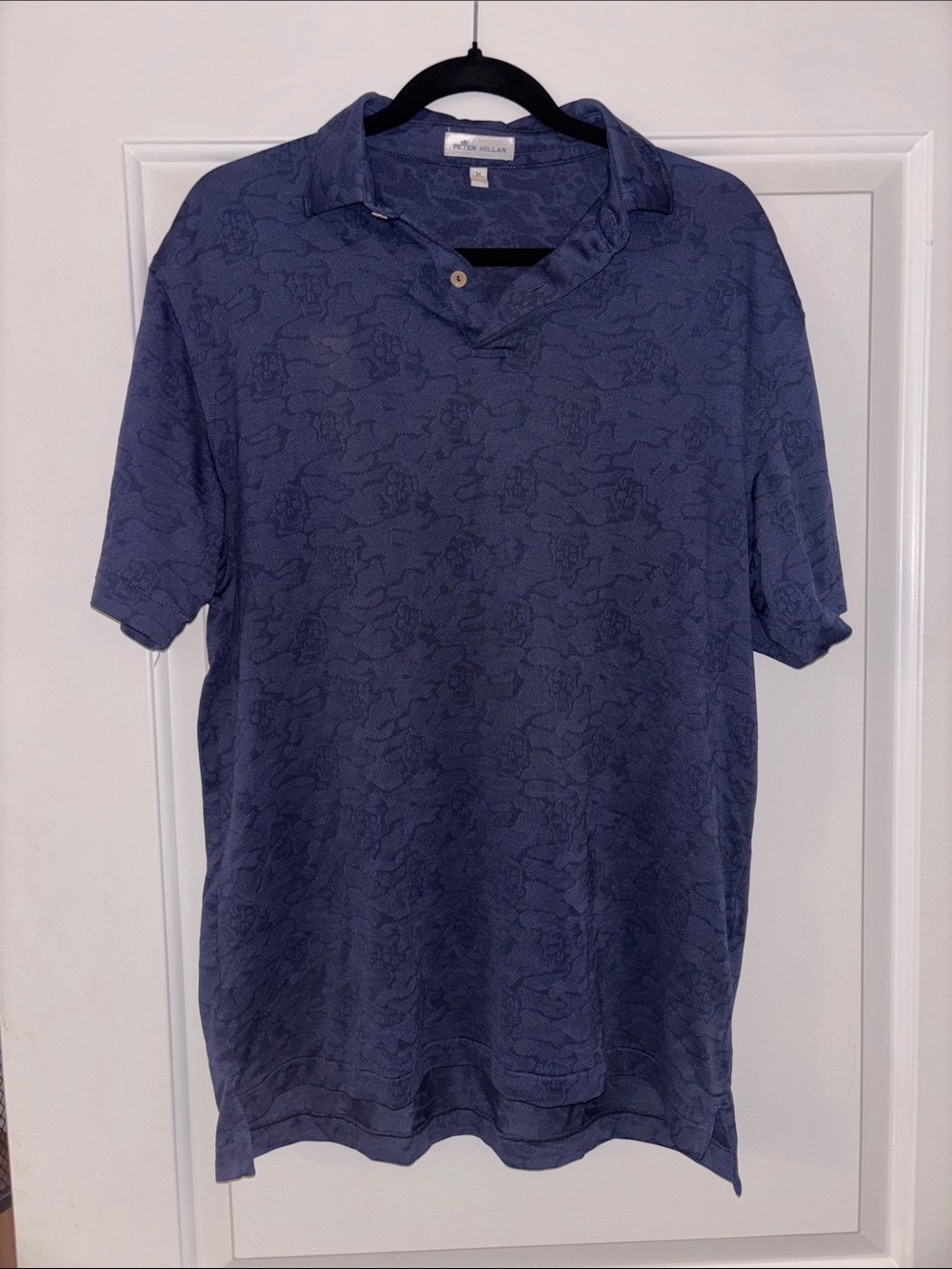 Peter Millar Navy Textured Short-Sleeve Polo
